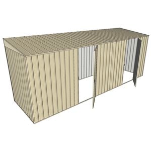 Build-a-Shed 1.5 x 5.2 x 2m Dual Single Hinged Side Door Skillion Shed - Cream