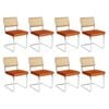 Levede 8pcs Replica Cesca Velvet Cantilever Dining Chairs - Brown