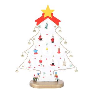 P&P White Wooden DIY Christmas Tree with Mini Ornaments Tabletop Holiday Decoration