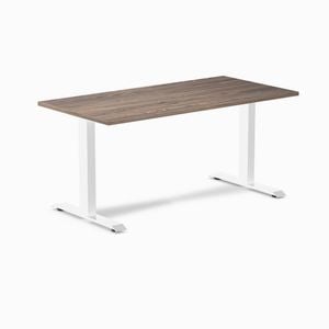 Desky Fixed Height Natural Walnut Melamine Desk 150x75cm White Leg