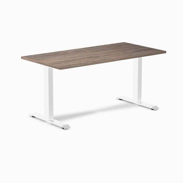 Desky Fixed Height Natural Walnut Melamine Desk 150x75cm White Leg