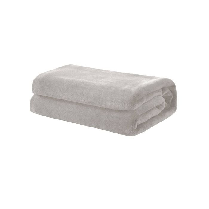 Soft Coral Fleece Throw Rug/Blanket 160 x 220 Stone