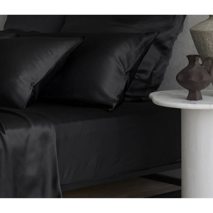 Bedding Co. Fitted Sheet 100% Mulberry Silk 20 Momme Black Single