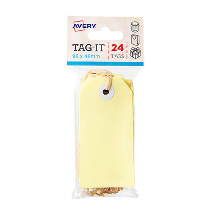 Avery Tags with String 24pk (96x48mm) (Yellow)