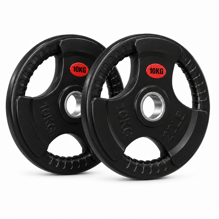 FITNESS MASTER 10KG Rubber Olympic Weight Plates 2 Pack Gym Barbell Plates