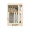 6pc Laguiole Silhouette Stainless Steel Spork Cutlery Set - Silver