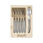 6pc Laguiole Silhouette Stainless Steel Spork Cutlery Set - Silver