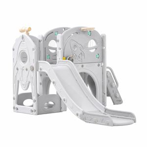 Ufurniture 8 in 1 Toddler Slide L Shaped Kids Slide Indoor Outdoor Playground Playset Grey