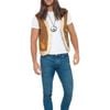 1960s Mens Brown Faux Fur Trim Plus Size Hippie Vest - Xlarge