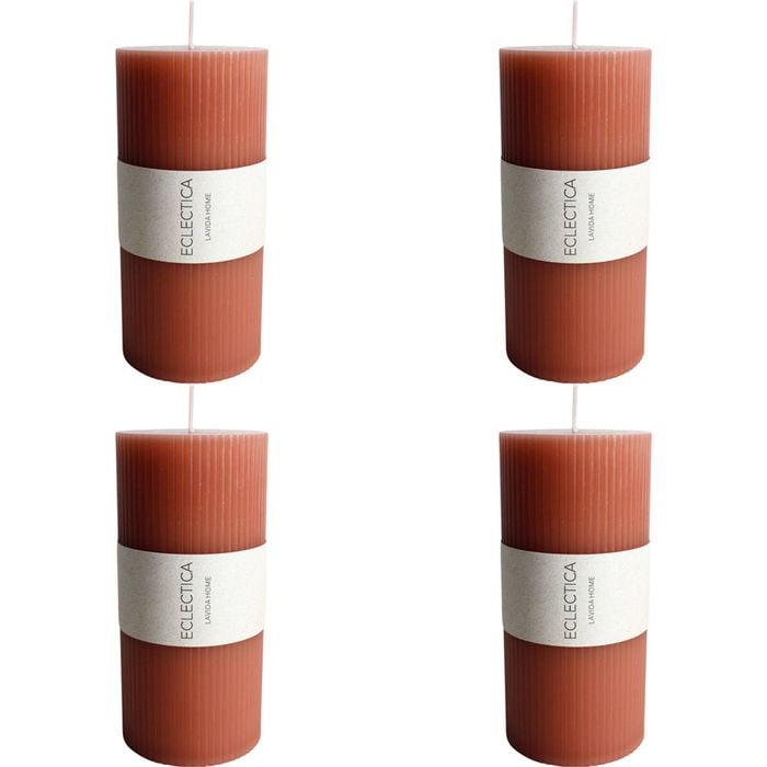 4PK LVD Wax Oversized Candle Elegant Decorative Home Decor 7x15cm Red