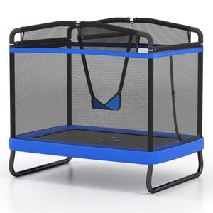 Costway 6 Ft Kids Trampoline W/swing Rectangle Rebounder Blue