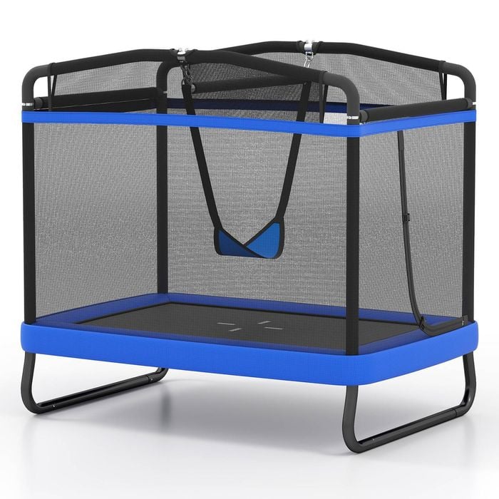 Costway 6 Ft Kids Trampoline W/swing Rectangle Rebounder Blue