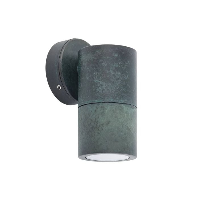 Cla Lighting Gu10 Exterior Wall Pillar Spot Light Solid Patina Brass Ip65 Single Fixed