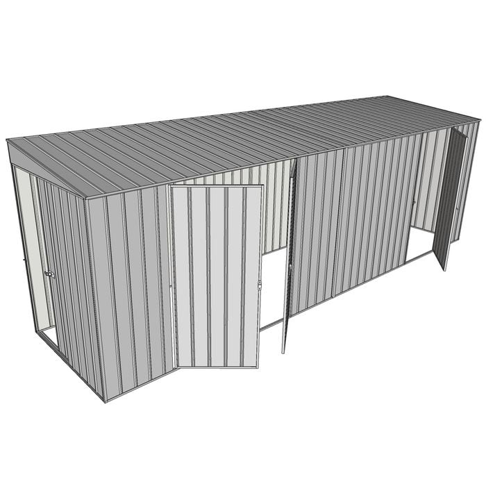 Build-a-Shed 1.5 x 6 x 2m Skillion Double and Single Hinged Side Doors Shed - Zinc