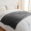 LINENOVA Flannel Fleece Blanket Cozy Soft Twin Size Blanket-Charcoal
