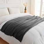 LINENOVA Flannel Fleece Blanket Cozy Soft Twin Size Blanket-Charcoal