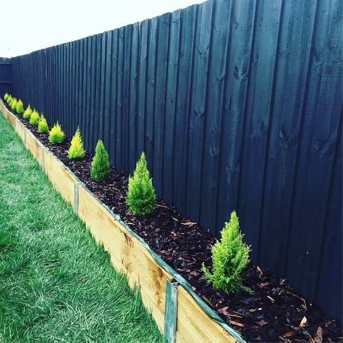 Treated pine fence painted blue