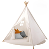 P&P White Kids Teepee Play Tent with Lace, Portable Indoor Outdoor Tent with Mat