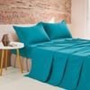 Cleverpolly Vintage Washed Microfibre Quilt Cover Set - Teal - King