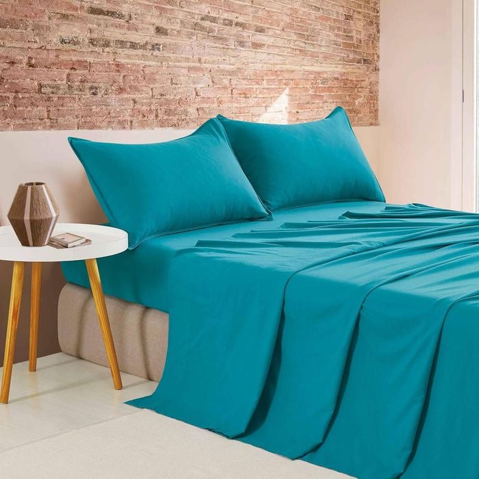 Cleverpolly Vintage Washed Microfibre Quilt Cover Set - Teal - King