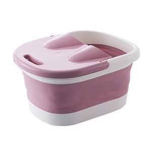 Foot Spa Water Pedicure Foldable Bucket Folding Massage Footbath Soaking Basin (Pink)