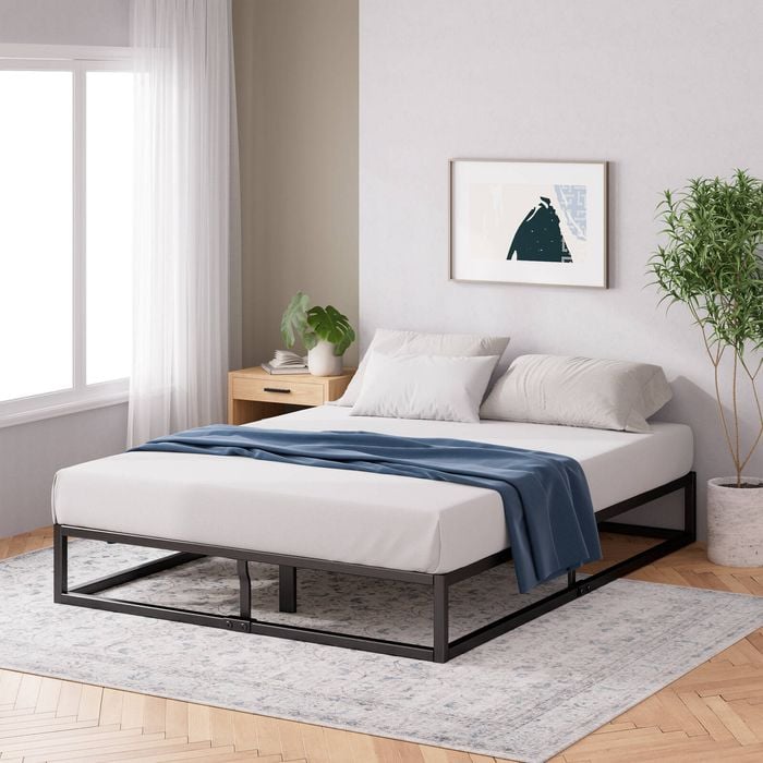 Zinus Queen Joseph Bed Frame Metal Bed Platform Base - 25cm High Black