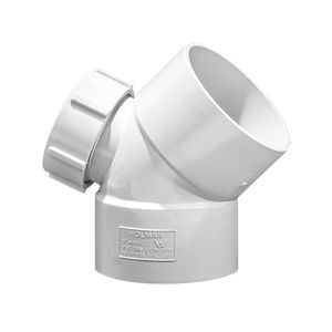 Holman 50mm x 45 Degree DWV PVC IO Female And Female Bend