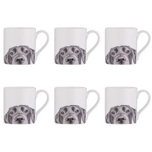 6x Ashdene Peeking Pups Ceramic Drinking Mug Labrador 370ml Animal Art