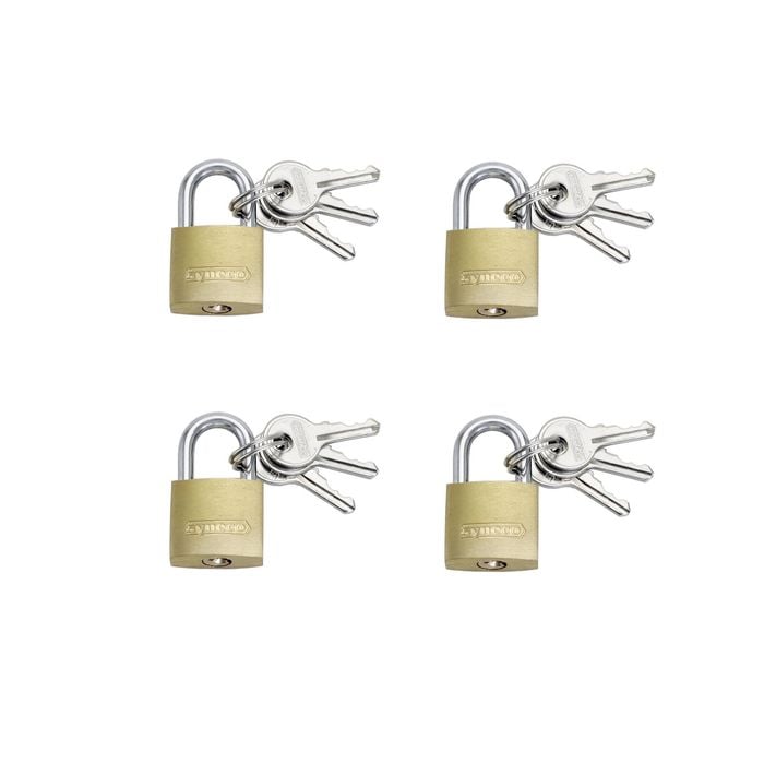 Syneco 20mm Brass Padlocks - 4 Pack