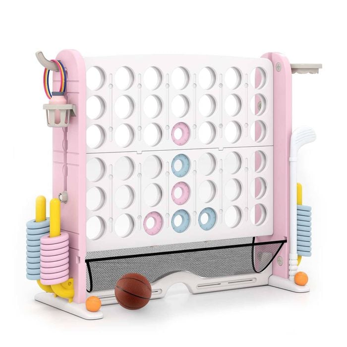 Costway Giant Connect 4 In A Row Jumbo 4-to-score Board Game Set Pink