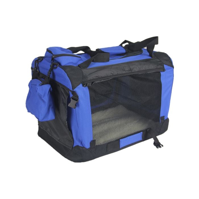Yes4pets Large Foldable Soft Dog Cat Puppy Crate Bag With Curtain-blue