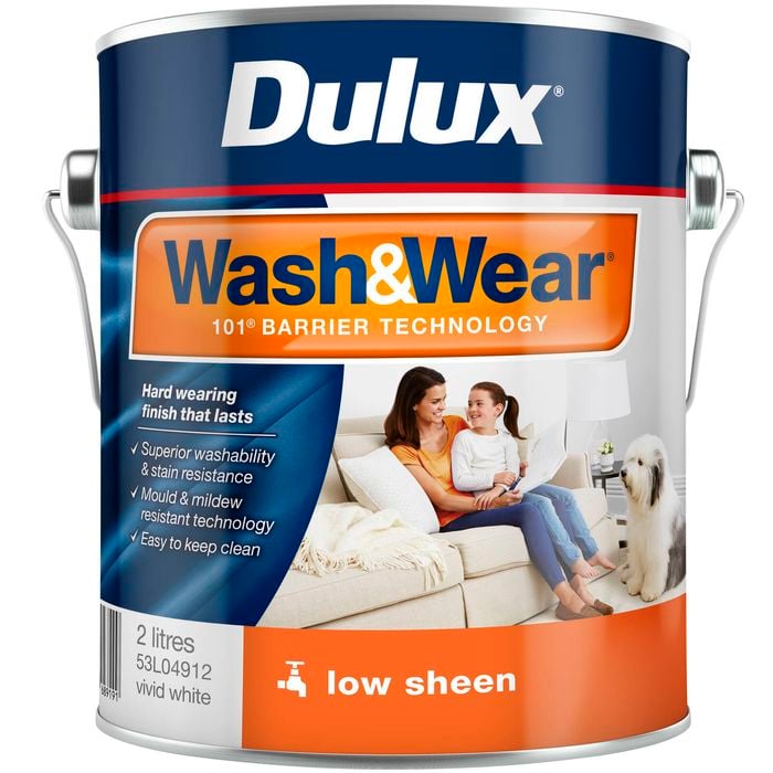 Dulux Wash&Wear Low Sheen Vivid White Interior Paint - 2L