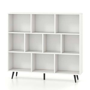Costway 3-tier Bookcase 10 Cube Bookshelf W/metal Legs White