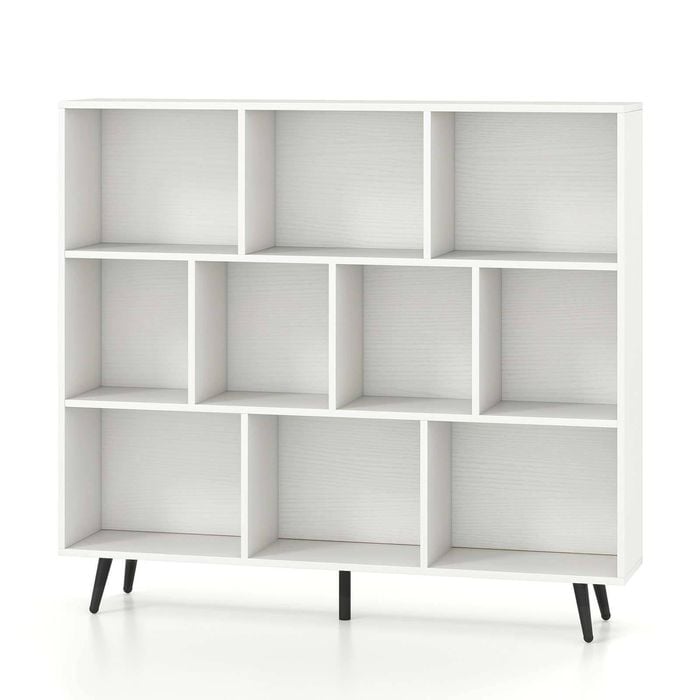 Costway 3-tier Bookcase 10 Cube Bookshelf W/metal Legs White
