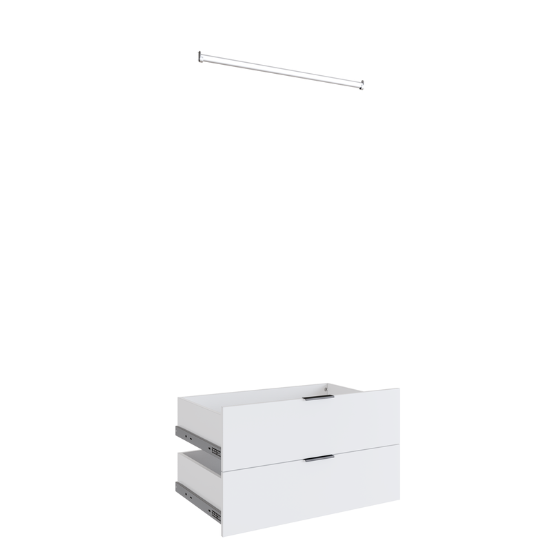 White 2 Drawer 1 Hangrail Insert Kit - Fits 900 x 580mm Cabinet Shell