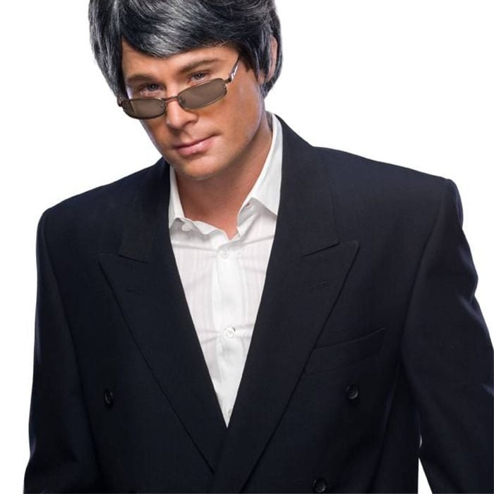 Men's Short Black/Grey Straight Wig Adult Dress Up Party Hair Costume Accessory