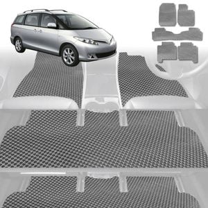 6D Diamond Car Floor Mats for Toyota Tarago 2006-2020-8 Seater-Ultimate Set-Grey-Outback GT