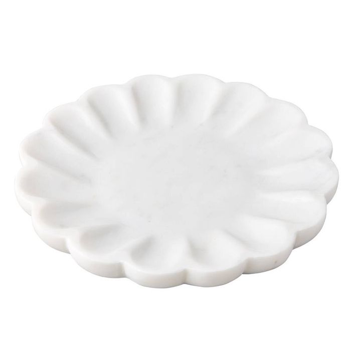 Stellar Marble Round Tray - White