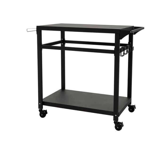 Costway Kitchen Island Trolley 2-Shelf Movable BBQ Grill Cart Wheels & Trash Bag Holder