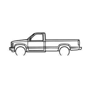Ignite Laser Chevrolet 1993 Silverado Silhouette Metal Wall Art Coated Black 47inch/120cm
