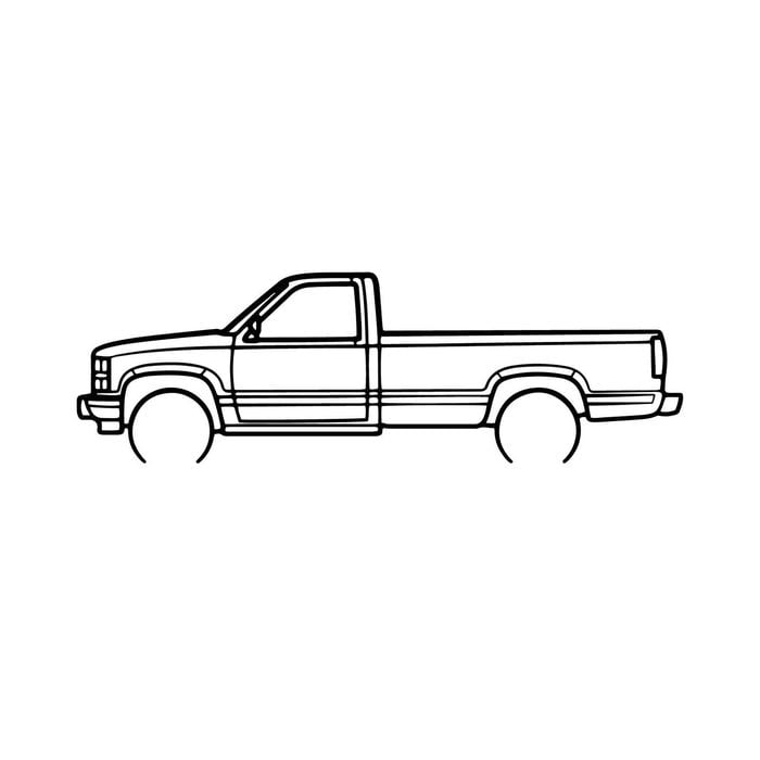 Ignite Laser Chevrolet 1993 Silverado Silhouette Metal Wall Art Coated Black 47inch/120cm