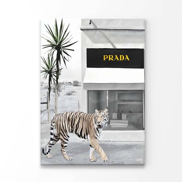 Tiger With Elegant Fashion Store Print 100% Australian Made 90x120cm (Stretched Canvas)