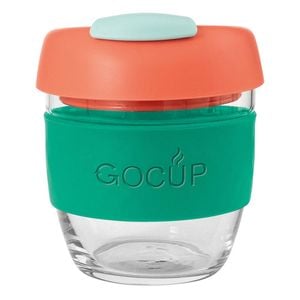 Avanti Glass Gocup W/ Thermal Grip 236ml 8oz Green/coral/sea Foam