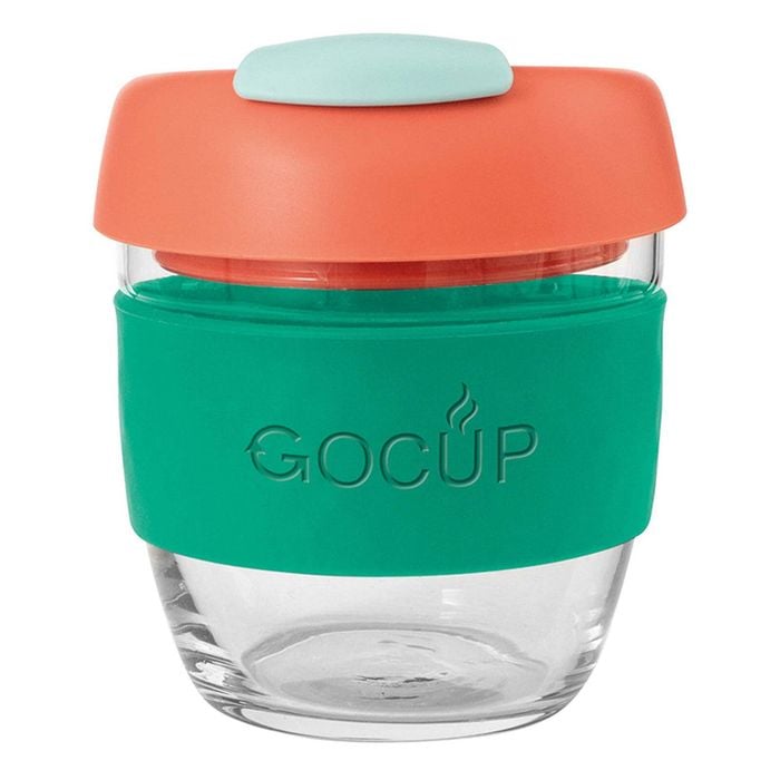 Avanti Glass Gocup W/ Thermal Grip 236ml 8oz Green/coral/sea Foam