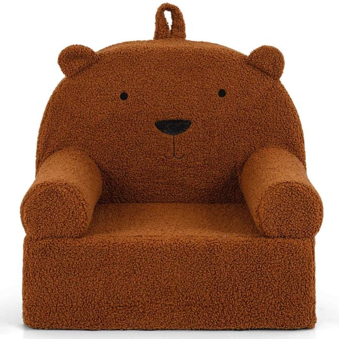 Costway Little Bear Sofa Kid Reading Chair Couch Teddy Fleece Fabric Brown