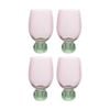 4pk Lvd Decorative Moss Ribbed Water Glass Barware/drinkware Decor Green/pink