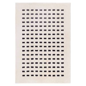 Loopsie-230cm X 160cm-taber Cream And Black Rectangles Washable Rug