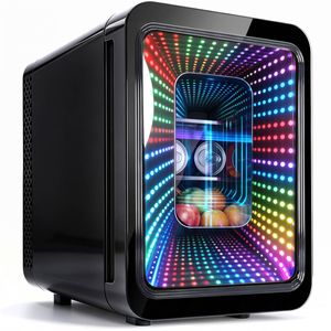 YOPOWER 20L Mini Fridge for Skincare & Perfume with Mirror Door & LED Lighting Black