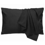 LINENOVA 2PCS Hotel Quality Premium Mircrofiber Pillowcases - King , Black