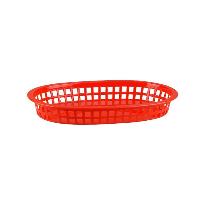 Plastic Oval Bread Baskets Large 27 x 18cm Set of 12 Red